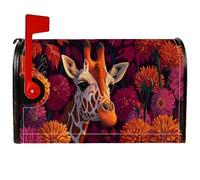 Housses magnétiques pour boîte aux lettres girafe - Fleurs et feuilles d'automne - Orange - 45,7 x 53,3 cm