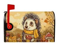 Housses magnétiques pour boîte aux lettres Hérisson, champignons et feuilles, automne, orange, décoration pour porte d'entrée, 45,7 x 53,3 cm