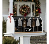 Housses magnétiques pour boîte aux lettres motif arbres - Flocons de neige rustiques festifs - Décorations d'hiver noires pour décoration de jardin, cour, 53,3 x 64,9 cm