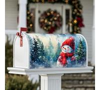 Housses magnétiques pour boîte aux lettres motif bonhomme de neige, aquarelle, sapins, flocons de neige, pour décoration de porte d'entrée, 53,3 x 64,9 cm