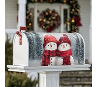 Housses magnétiques pour boîte aux lettres motif bonhomme de neige, écharpe festive d'hiver, chapeau, boîte aux lettres décorative pour jardin, terrasse, 45,7 x 53,3 cm, rouge