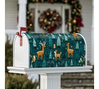 Housses magnétiques pour boîte aux lettres motif cerf, arbres rustiques, renard, bleu sarcelle, décoration saisonnière pour jardin, terrasse, 45,7 x 53,3 cm
