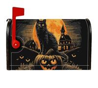 Housses magnétiques pour boîte aux lettres motif chat, citrouille, lune, Halloween, pour extérieur, jardin, cour, 53,3 x 64,9 cm
