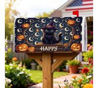 Housses magnétiques pour boîte aux lettres motif chat, citrouilles rustiques, lune d'Halloween, pour décoration extérieure de cour, 45,7 x 53,3 cm