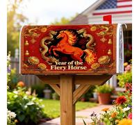 Housses magnétiques pour boîte aux lettres motif cheval, fleurs de dragon traditionnelles festives, Nouvel An chinois, protection pour boîte aux lettres pour décoration de jardin, extérieur, 53,3 x