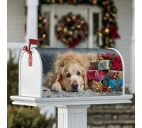 Housses magnétiques pour boîte aux lettres motif chien, cadeaux festifs, Noël, neige, rouge, décoration de jardin, cour, 53,3 x 64,9 cm