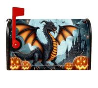Housses magnétiques pour boîte aux lettres motif dragon, château, citrouilles, Halloween, pour décoration de jardin, terrasse, 45,7 x 53,3 cm