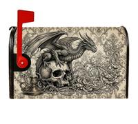 Housses magnétiques pour boîte aux lettres motif dragon, gothique, vintage, tête de mort, bougie d'Halloween, couverture de boîte aux lettres pour décoration de cour avant, 53,3 x 64,9 cm