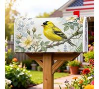 Housses magnétiques pour boîte aux lettres motif oiseau, fleurs botaniques naturelles, feuilles jaunes printanières, pour extérieur, décoration de jardin, 53,3 x 64,9 cm