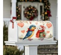 Housses magnétiques pour boîte aux lettres motif oiseau, motifs de souris, cœurs, Saint-Valentin, extérieur, décoration de pelouse, 53,3 x 64,9 cm