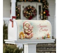 Housses magnétiques pour boîte aux lettres motif ours - Ornements festifs et fantaisistes - Décoration de boîte aux lettres d'hiver pour l'extérieur - 45,7 x 53,3 cm - Couleur pêche pastel