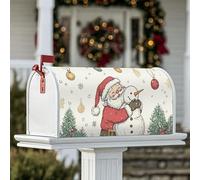 Housses magnétiques pour boîte aux lettres motif Père Noël, bonhomme de neige, sapin de Noël, décoration de porche, 53,3 x 64,9 cm, rouge