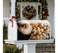 Housses magnétiques pour boîte aux lettres motif Père Noël, décoration de boîte aux lettres dorée pour extérieur, jardin, cour, 45,7 x 53,3 cm
