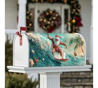 Housses magnétiques pour boîte aux lettres motif Père Noël, planche de surf tropicale, palmiers, décoration de porte d'entrée, bleu, 53,3 x 64,9 cm