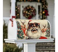 Housses magnétiques pour boîte aux lettres motif Père Noël, renne ludique, sapin de Noël, décoration saisonnière pour extérieur, jardin, cour, 45,7 x 53,3 cm