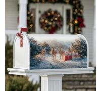 Housses magnétiques pour boîte aux lettres motif renne - Cadeaux d'hiver festifs de Noël - Rouge - Pour décoration extérieure - 53,3 x 64,9 cm