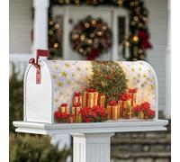 Housses magnétiques pour boîte aux lettres motif sapin de Noël, cadeaux festifs, poinsettias rouges pour décorations extérieures, 53,3 x 64,9 cm