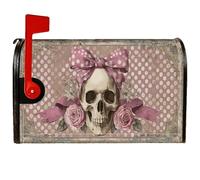 Housses magnétiques pour boîte aux lettres motif tête de mort, gothique, vintage, nœud de roses, pour Halloween, pêche, pour extérieur, décoration de porche, 53,3 x 64,9 cm