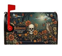 Housses magnétiques pour boîte aux lettres motif tête de mort, hibou, fleurs rustiques, Halloween, pour décoration extérieure, cour, 53,3 x 64,9 cm, noir