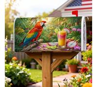 Housses magnétiques pour boîte aux lettres perroquet, cocktail tropical vif, fruit du dragon, pour décoration de jardin, terrasse, 53,3 x 64,9 cm