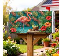 Housses magnétiques pour boîte aux lettres tropicales en forme d'oiseau tropical, noix de coco, hibiscus, pêche d'été, pour décoration de cour extérieure, 45,7 x 53,3 cm