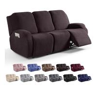 Housses pour Fauteuils Inclinables, Housse Anti-poussière a Panneaux Séparés, Antidérapante, Couverture Intégrale, Ne Bouge Pas, Polyester Housses Élastiques pour Canapés-brown||3 seater-8 piece