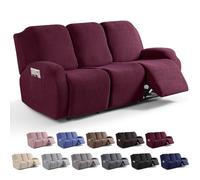 Housses pour Fauteuils Inclinables, Housse Anti-poussière a Panneaux Séparés, Antidérapante, Couverture Intégrale, Ne Bouge Pas, Polyester Housses Élastiques pour Canapés-red||3 seater-8 piece