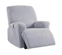 Housses pour Fauteuils Inclinables, Housse Anti-poussière a Panneaux Séparés, Antidérapante, Couverture Intégrale, ne Bouge Pas, Polyester Housses Élastiques pour Canapés + 2 Stockage Latérales-grey 1