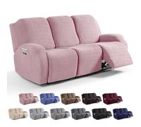 Housses pour Fauteuils Inclinables, Housse Anti-poussière a Panneaux Séparés, Antidérapante, Couverture Intégrale, Ne Bouge Pas, Polyester Housses Élastiques pour Canapés-pink||3 seater-8 piece