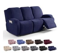 Housses pour Fauteuils Inclinables, Housse Anti-poussière a Panneaux Séparés, Antidérapante, Couverture Intégrale, Ne Bouge Pas, Polyester Housses Élastiques pour Canapés-blue||3 seater-8 piece