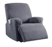 Housses pour Fauteuils Inclinables, Housse Anti-poussière a Panneaux Séparés, Antidérapante, Couverture Intégrale, ne Bouge Pas, Polyester Housses Élastiques pour Canapés + 2 Stockage Latérales-grey