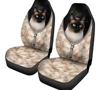 Housses Siège Auto Chat Siamois dans La Fermeture Éclair Car Seat Cover Universal Seat Covers Set Imperméable Siège De Housse De Voiture pour Suvs, Trucks, Vehicles, 52X138Cm