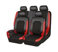 Housses Siège Voiture pour Chevrolet pour Sonic pour Freed pour City pour Geely pour Atlas pour Peugeot 208 Housse De Siège Auto en Cuir Ensemble Complet D'accessoires Housses Siège De Voiture(Red)