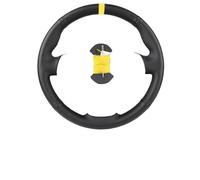 Housses Volant Voiture pour Ford pour Focus RS St pour St-Line 2015-2018 pour Kuga pour Ecosport Housse De Volant Voiture Gris Foncé Cuir Suédé Souple(B-Yellow Thread)