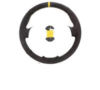 Housses Volant Voiture pour Ford pour Focus RS St pour St-Line 2015-2018 pour Kuga pour Ecosport Housse De Volant Voiture Gris Foncé Cuir Suédé Souple(C-Yellow Thread)