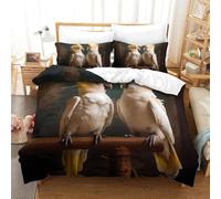 Houssette Calopsittes 3 pièces Impression 3D gros plan mignon animal de compagnie Ensembles de literie de qualité avec 2 taies d'oreiller Fermeture éclair Décoration de literie Simple（140x200cm）