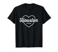 Houston Texas Love Heart Retro Script Voyage America Dark T-Shirt