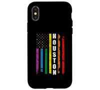 Houston Texas Us American Flag Rainbow Gay LGBT Pride Month Coque pour iPhone X/XS