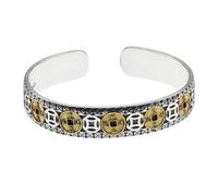 Housunzi Bracelet en Argent Sterling S925 avec Pièces de Cuivre des Cinq Empereurs Ouverture Réglable Bracelet Feng Shui avec Boîte à Bijoux Cadeaux Personnalisés Faits Main pour Petit Ami