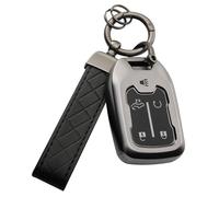 HOUTIAN pour GMC Key Fob Coque TPU Key Shell Metal Ring Porte-clés Soft Shell Case pour 2017-2021 Silverado 1500 2500HD 3505HD Suburban Tahoe GMC Acadia Sierra Terrain Yukon, gris, for GMC
