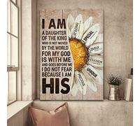 HOUVSSEN Affiche vintage « Half of Daisy Flower » avec inscription « I Am A Daughter of The King Who is Not Moved by The World for My God is with Me » - 20,3 x 30,5 cm
