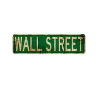 HOUVSSEN Wall Street Decor Plaque en métal rustique vintage rétro 10,2 x 40,6 cm