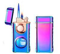 HOUXIANDOU 2023 Nouvelle Mode Briquet Double Type De Feu, Briquet Magique Double Flamme, Briquet À Gaz Extérieur Coupe-Vent, Briquets Rechargeables pour Cadeau FatherBrithday (Glace colorée)