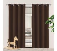 HOUXINZ Rideaux Occultants Épais 240 x 240 cm Polyester, 100% Bloquer Lumière Rideau Salon, Rideau Phonique avec Oeillets, Protection La Vie Privée pour Chambre Maison, Brun