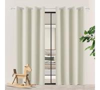 HOUXINZ Rideaux Occultants Épais 260 x 330 cm Polyester, 100% Bloquer Lumière Rideau Salon, Rideau Phonique avec Oeillets, Protection La Vie Privée pour Chambre Maison, Beige