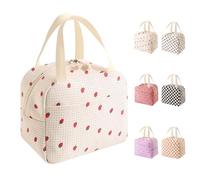 HouYa-Tec 10L Lunch Bag Isotherme Femme,Sac à Lunch Isolé En éTanche,Joli sac à déjeuner pour le travail,l'école, le pique-nique, les voyages (imprimé fraise)