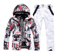 HOUZONIY Vestes de Ski et Pantalons de Ski Pour Hommes Vent Étanche Ensemble Ski Deux Pièces Ensemble De Pantalons De Vestes De Ski pour Les Sports d'hiver(238+Blanc XL)