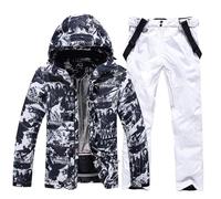HOUZONIY Vestes de Ski et Pantalons de Ski Pour Hommes Vent Étanche Ensemble Ski Deux Pièces Ensemble De Pantalons De Vestes De Ski pour Les Sports d'hiver(209+Blanc M)