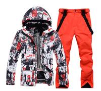 HOUZONIY Vestes de Ski et Pantalons de Ski Pour Hommes Vent Étanche Ensemble Ski Deux Pièces Ensemble De Pantalons De Vestes De Ski pour Les Sports d'hiver(238+orange M)