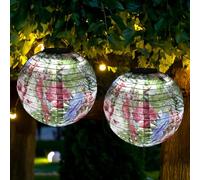 HOVCEH Lot de 2 lampions solaires d'extérieur à LED pour l'extérieur - Lanterne LED solaire d'extérieur résistante aux intempéries - Étanche - En nylon - Pour la cour - Décoration de fête